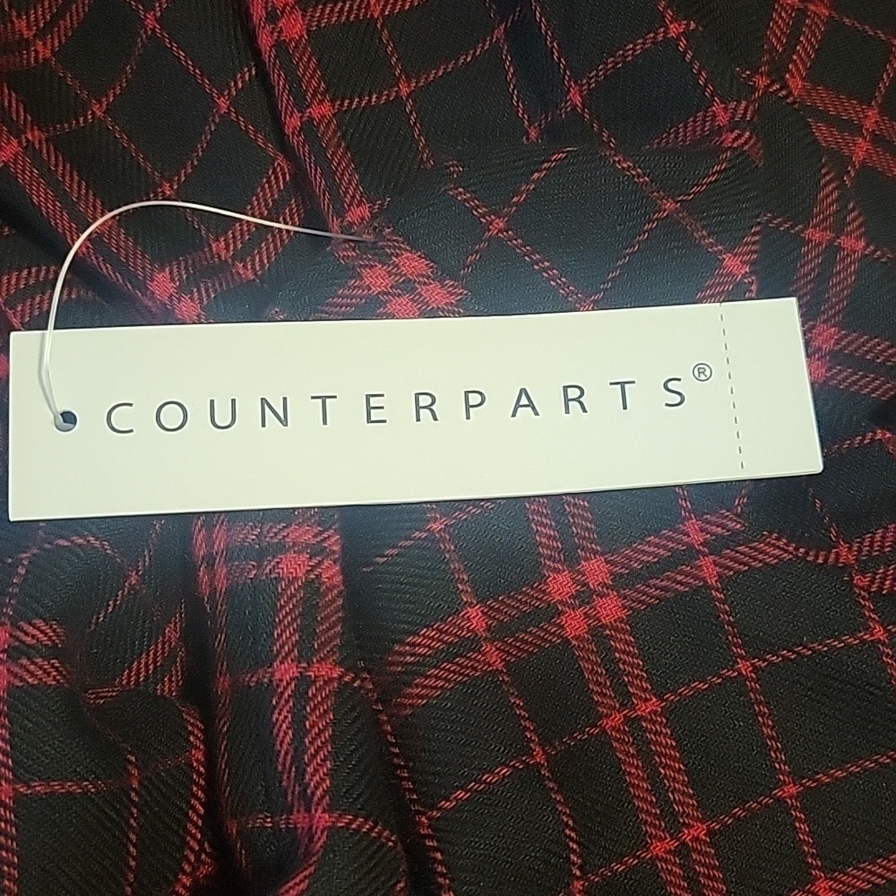 Counterparts Womans Classic Red Plaid Half Way Button Down Blouse, Size: XL, NWT - Picture 11 of 12